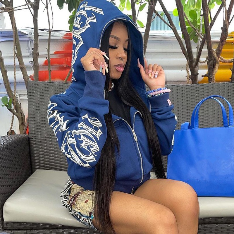 Women Crop Zip Hoodie Y2K Goth - Streetwear Brand Y2K 评论和价格