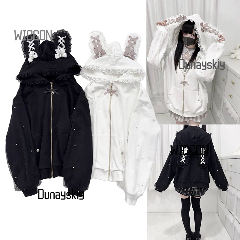 Jirai Kei Japanese Bunny Hoodi - Streetwear Brand Y2K 评论和价格