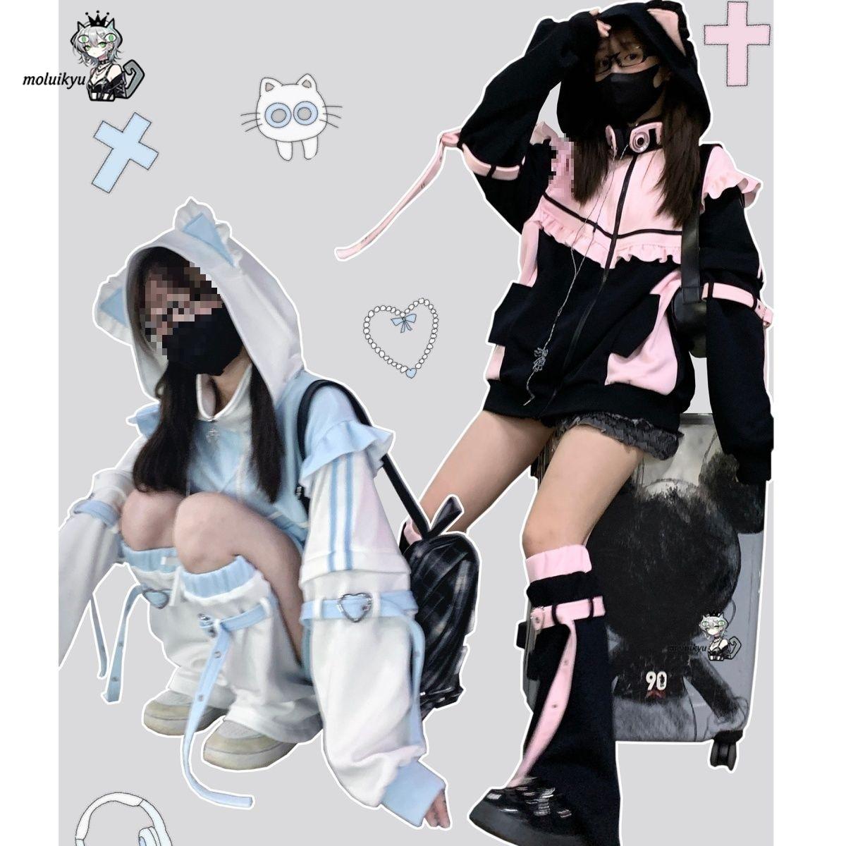 Y2K Kawaii Cat Ear Hoodie Wome - Streetwear Brand Y2K 评论和价格